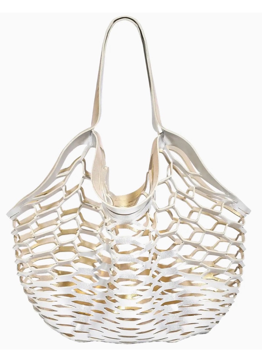WHOLESALE WHITE GOLD/PLATINUM
- FISHERMANS TOTE BAG- Women BRAND NEW - Picture 3 of 10